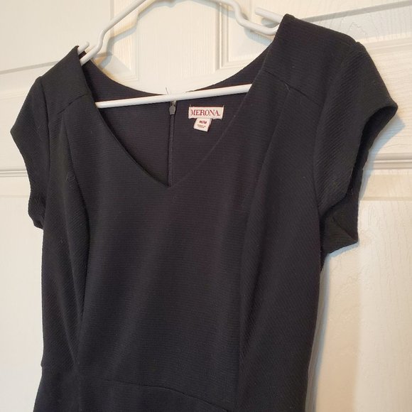 Merona Black Ribbed A-Line Cap Sleeve Dress, Size Medium M - Picture 4 of 4